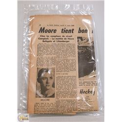 1958 NEWSPAPER W/ DICKIE MOORE, HOWE, ROCKET ETC.