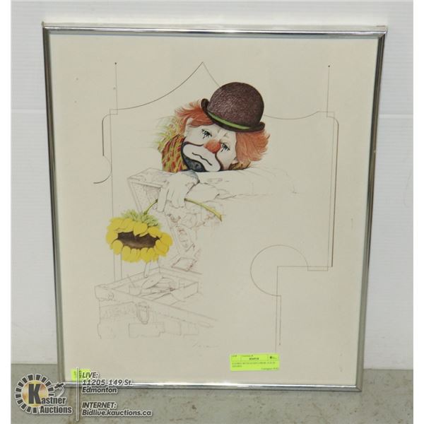 CLOWN WITH SUNFLOWER 16 X 20 INCHES