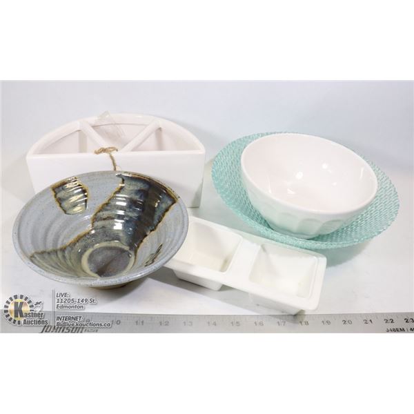 VINTAGE BOWLS AND SERVERS  F VE