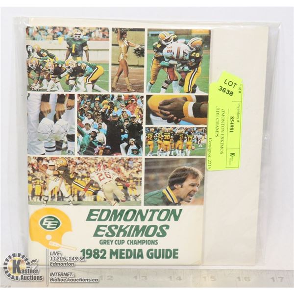 1982 CFL EDMONTON ESKIMOS MEDIA GUIDE CHAMPS