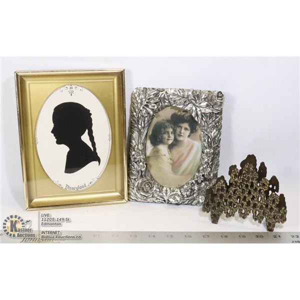 VINTAGE PICTURE FRAME & METAL NAPKIN RACK