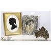 Image 1 : VINTAGE PICTURE FRAME & METAL NAPKIN RACK