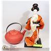 Image 1 : ASIAN TEAPOT AND PORCELAIN DOLL