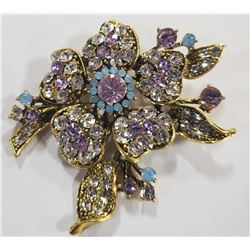 RHINESTONE FLORAL BROOCH