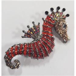 RHINESTONE SEAHORSE BROOCH