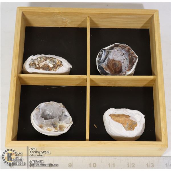 4 NEW NATURAL AGATE BANDED QUARTZ DRUZY GEODES