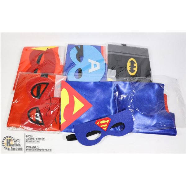 BUNDLE OF KIDS SIZE SUPERHERO MASKS AND CAPES