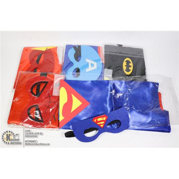 BUNDLE OF KIDS SIZE SUPERHERO MASKS AND CAPES