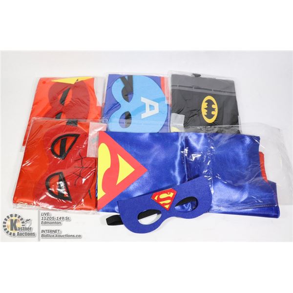 BUNDLE OF KIDS SIZE SUPERHERO MASKS AND CAPES