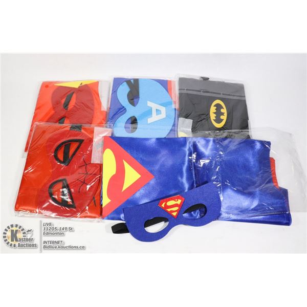 BUNDLE OF KIDS SIZE SUPERHERO MASKS AND CAPES