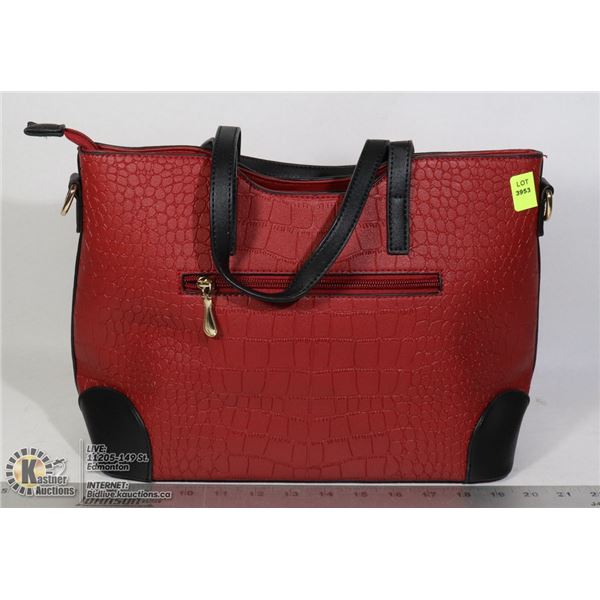 WOMENS RED WITH BLACK PURSE