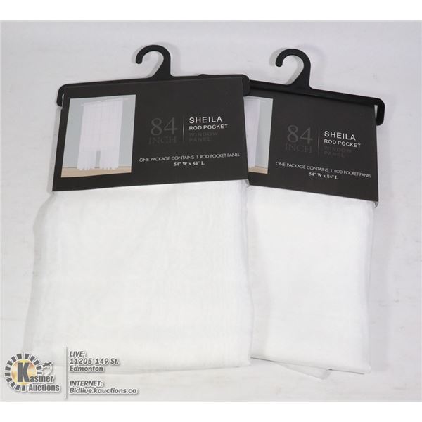 TWO 84"L X 54"W SHEILA ROD POCKET WINDOW PANELS