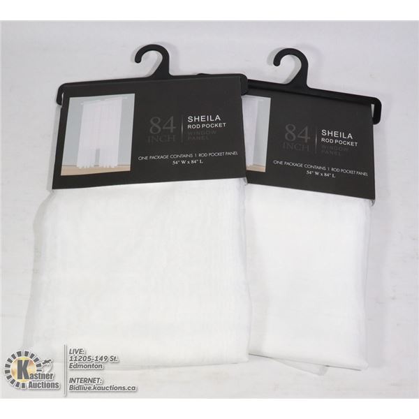 TWO 84"L X 54"W SHEILA ROD POCKET WINDOW PANELS