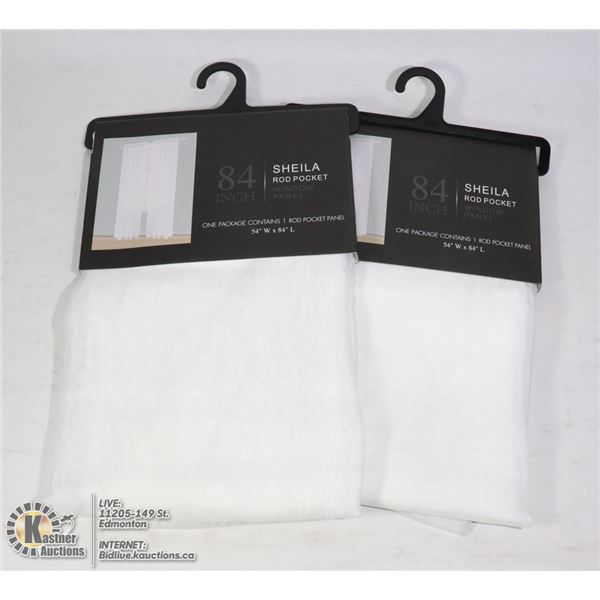 TWO 84"L X 54"W SHEILA ROD POCKET WINDOW PANELS