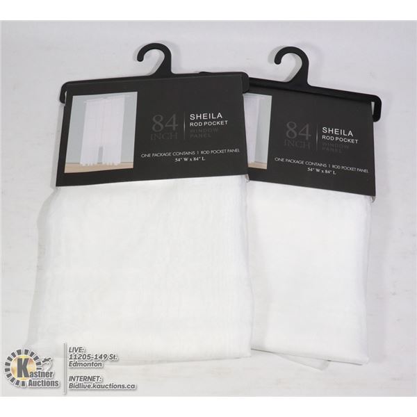 TWO 84"L X 54"W SHEILA ROD POCKET WINDOW PANELS