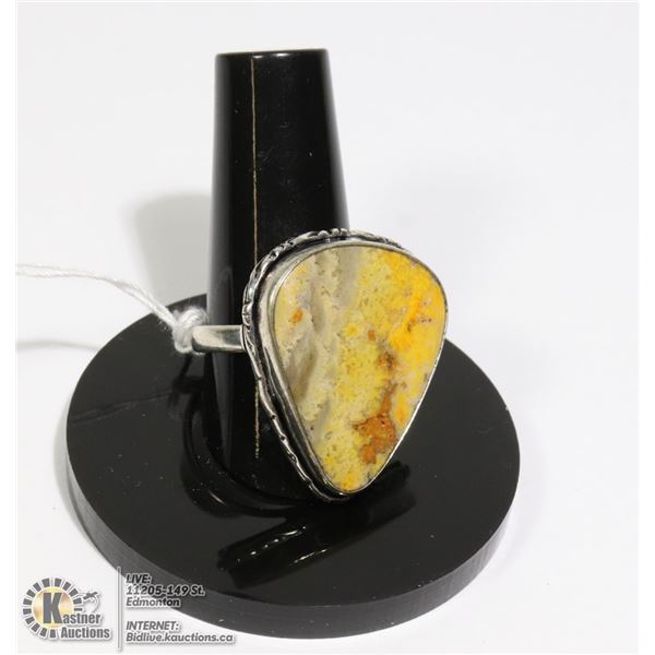 #250-BUMBLE BEE JASPER RING SIZE 8