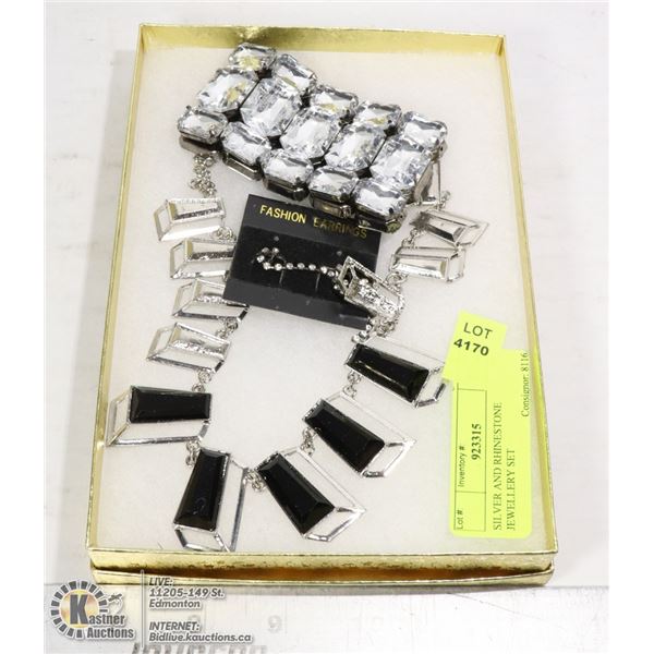 SILVER AND RHINESTONE JEWELRY SET