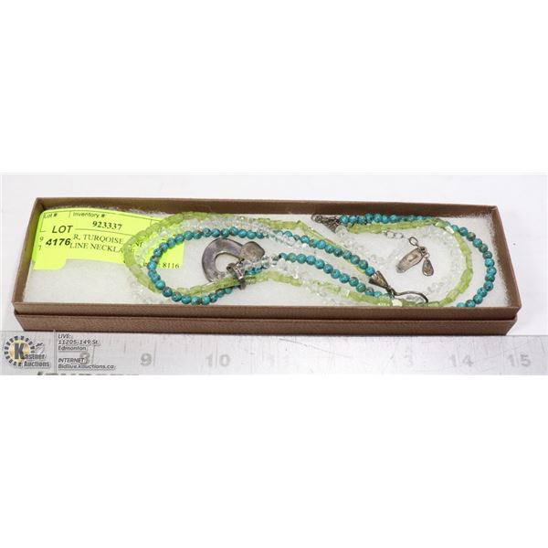 925 SILVER, TURQUOISE, AND TOURMALINE NECKLACE