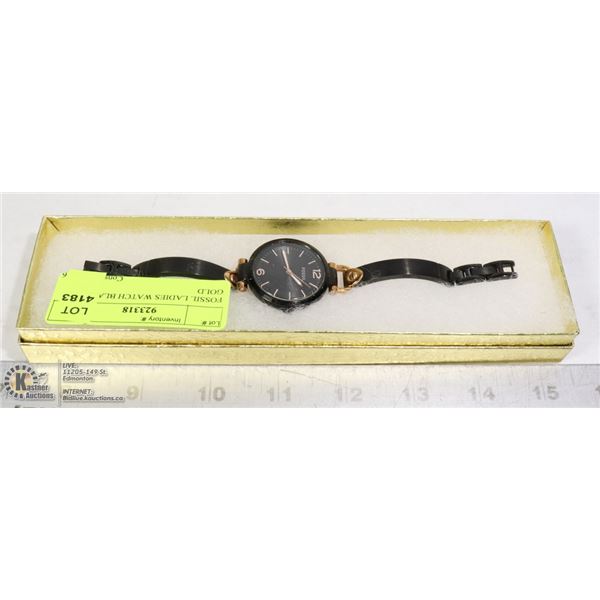 FOSSIL LADIES WATCH BLACK AND GOLD TONE