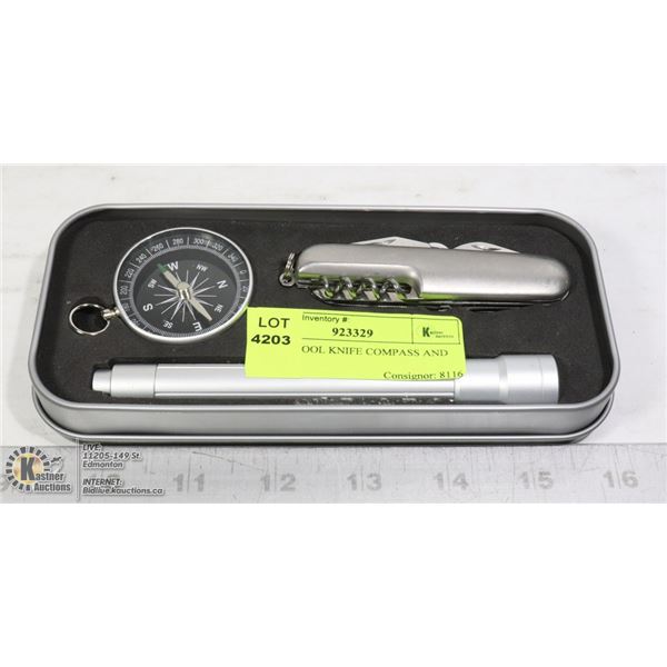 MULTI TOOL KNIFE COMPASS AND LIGHT