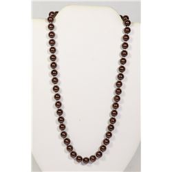 #43-RED BROWN SEA SHELL PEARL NECKLACE 8mm/15"