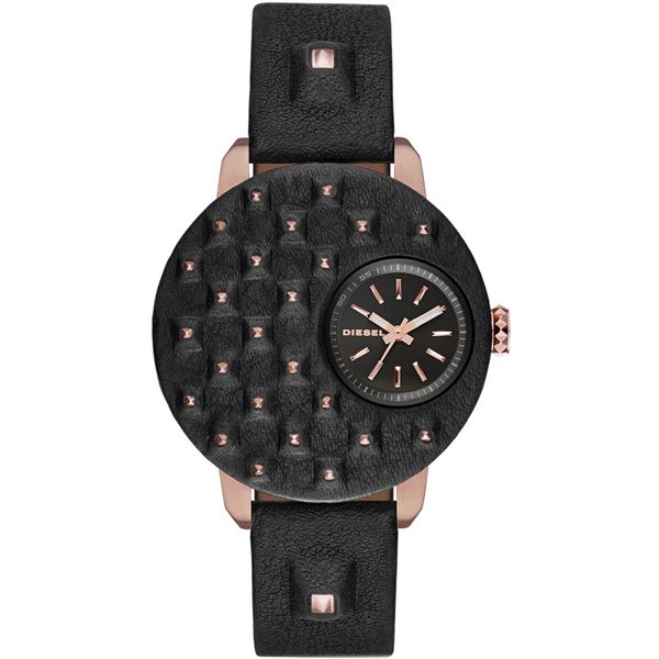 NEW DIESEL BIKER 42MM BLACK LEATHER STRAP MSRP$439