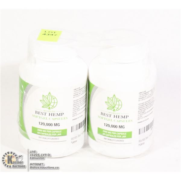 2 JARS OF WORLDS BEST HEMP SOFTGEL CAPSULES