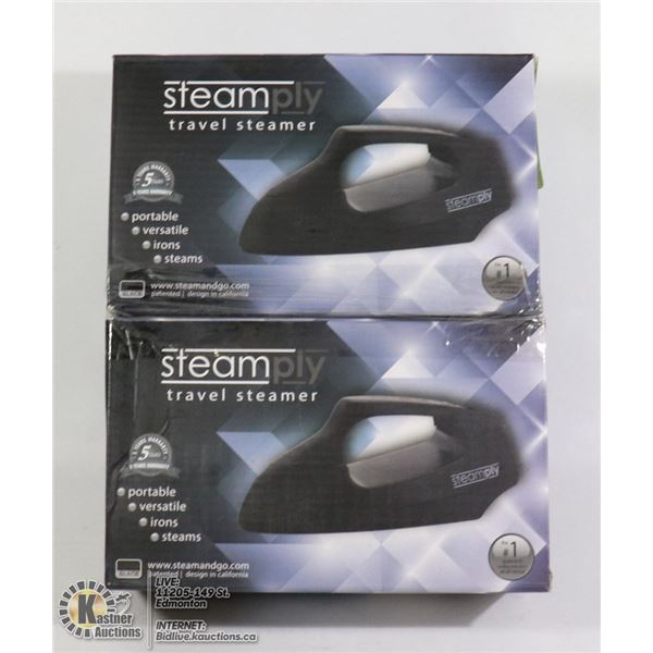 LOT OF 2 BLACK STEAMPLY  PORTABLE STEAMERS