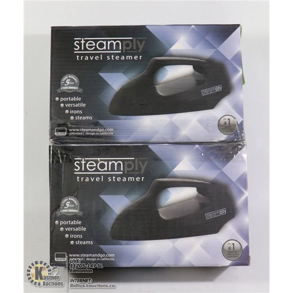 LOT OF 2 BLACK STEAMPLY  PORTABLE STEAMERS