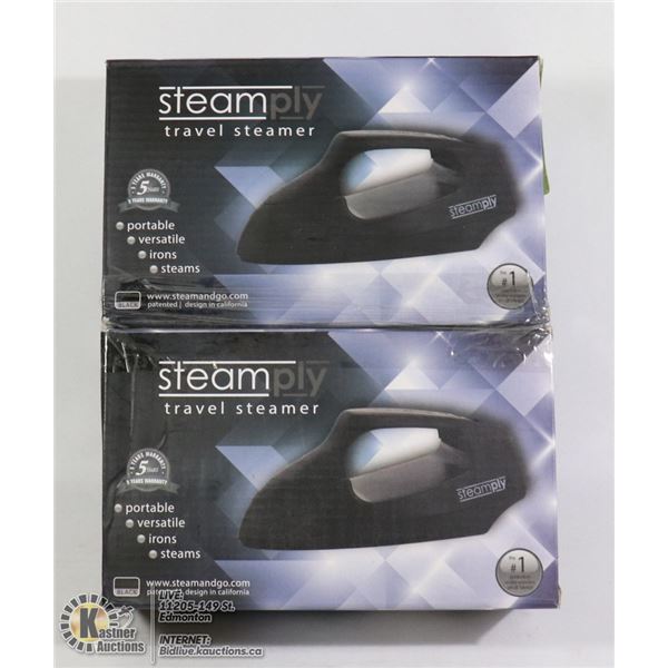 LOT OF 2 BLACK STEAMPLY  PORTABLE STEAMERS