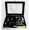 Image 1 : CASE WITH RINGS AND SILVER TONED JEWELRY