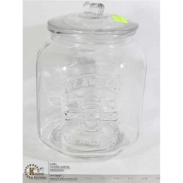 LARGE GLASS TRADITIONAL STORE DISPLAY PEANUT JAR