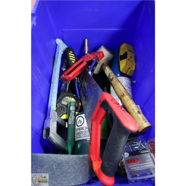 HEAVY DUTY BLUE TOTE WITH LID FULL OF