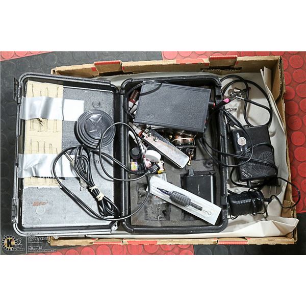 FLAT WITH TATTOO & AIR BRUSH ACCESSORIES. INCLUDES CASE