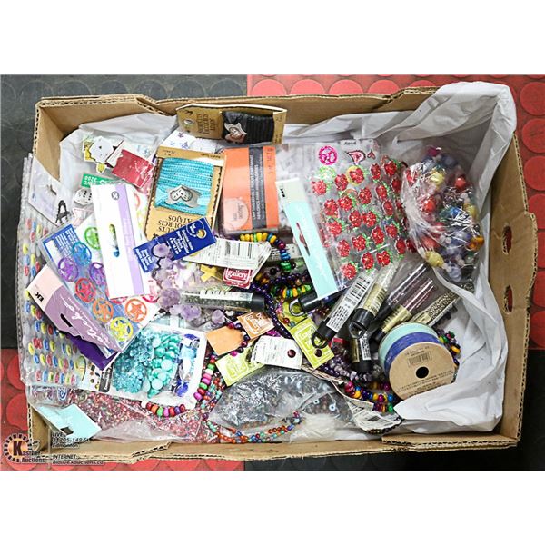 FLAT OF ARTS & CRAFTS, BEADS & STICKERS -