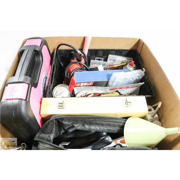 LARGE BOX OF CRAFTING/HANDYMAN TOOLS