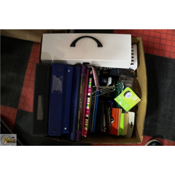 LARGE BOX OF OFFICE ITEMS