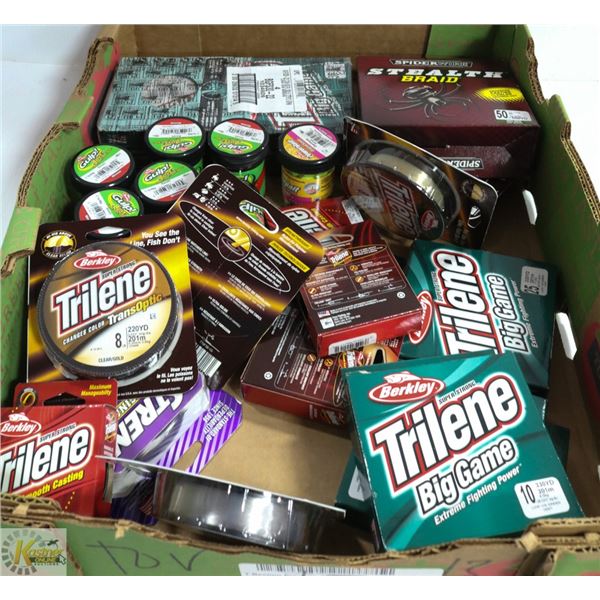 LOT OF ASSORTED FISHING LINE AND BAIT