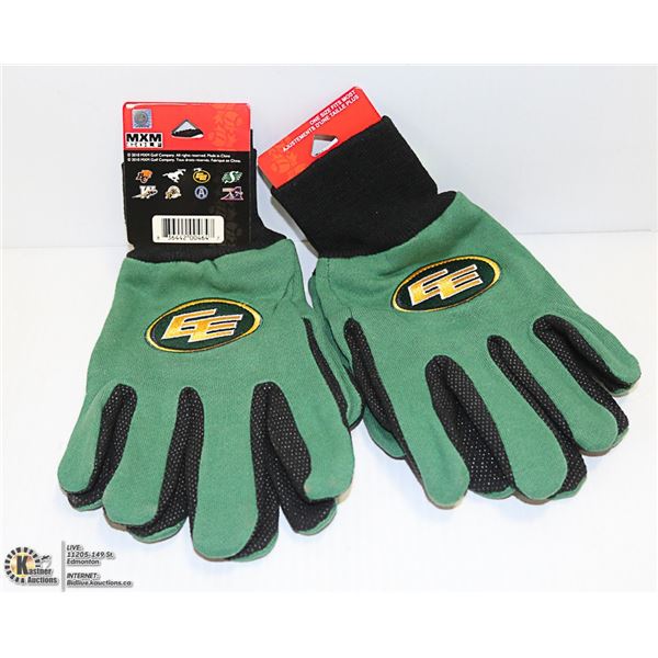 TWO PAIRS OF EDMONTON ESKIMO TEAM GLOVES