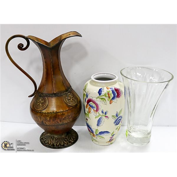 LOT OF 3 DECORATIVE VASES