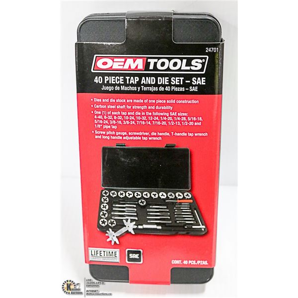 NEW OEMTOOLS 40 PC TAP & DIE SET - SAE