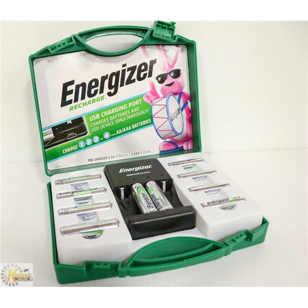 ENERGIZER RECHARGE CHARGER & 10 BATTERIES SET