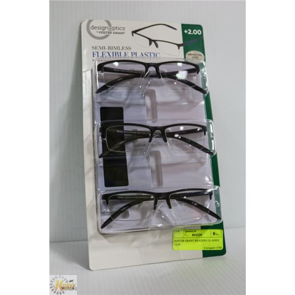 FOSTER GRANT READING GLASSES +2.00