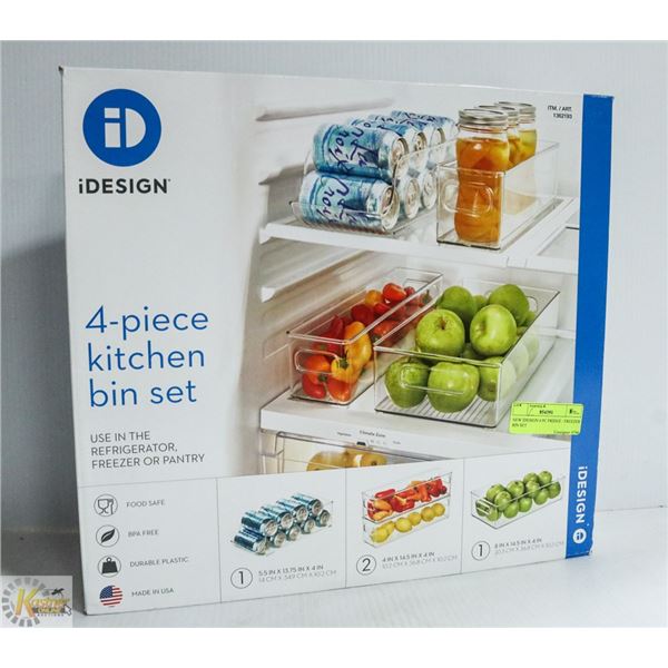 NEW IDESIGN 4 PC FRIDGE / FREEZER BIN SET