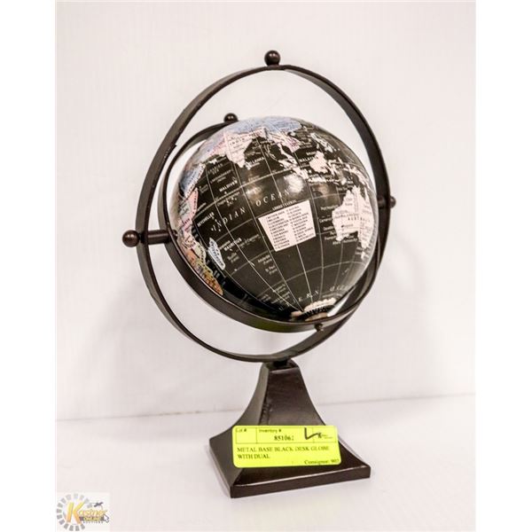 METAL BASE BLACK DESK GLOBE WITH DUAL