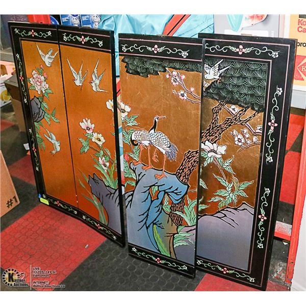 VINTAGE ORIENTAL 4 PANEL ARTWORK, EACH PANEL