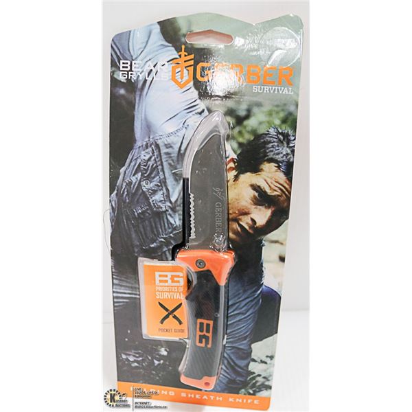 BEAR GRYLLS GERBER SURVIVAL FOLDING KNIFE W/SHEATH