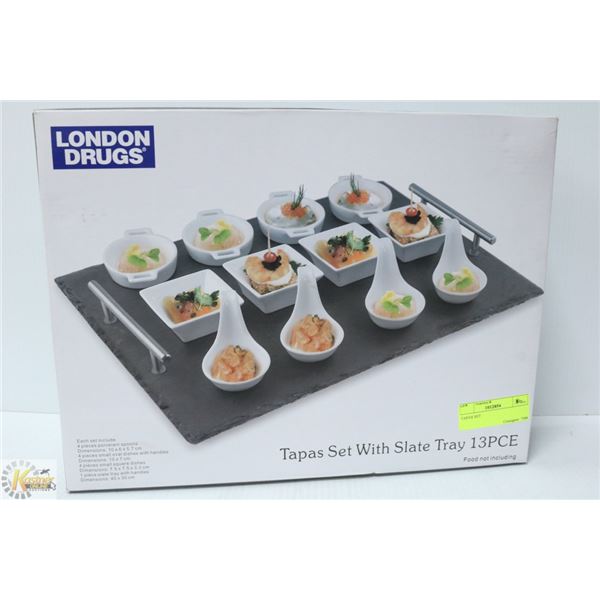TAPAS SET WITH SLATE TRAY 13PCE