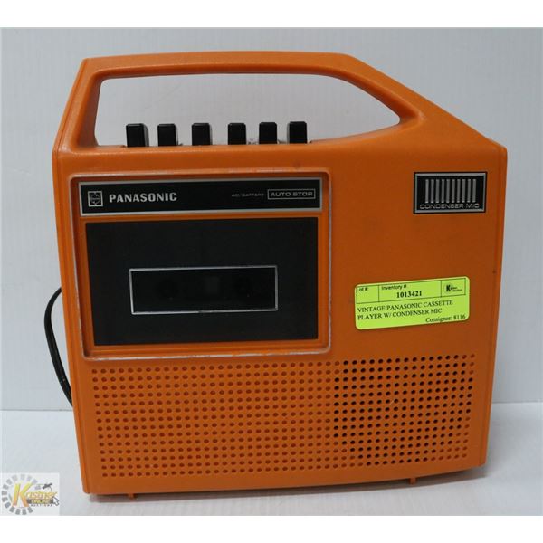 VINTAGE PANASONIC CASSETTE PLAYER W/ CONDENSER MIC