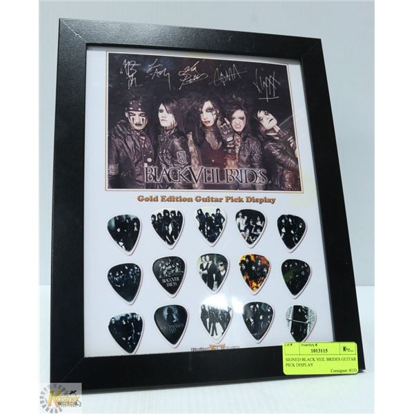 SIGNED BLACK VEIL BRIDES GUITAR PICK DISPLAY